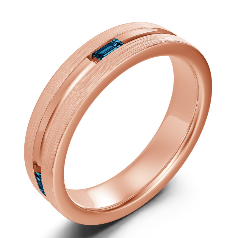 Jeulia Fedine di Fidanzamento Taglio Smeraldo per Uomo in Argento Sterling