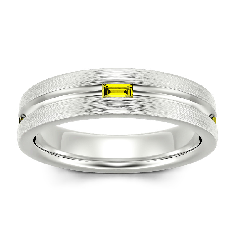 Jeulia Anillo 10K/14K/18K oro hombre con corte esmeralda estilo clásico de oro blanco
