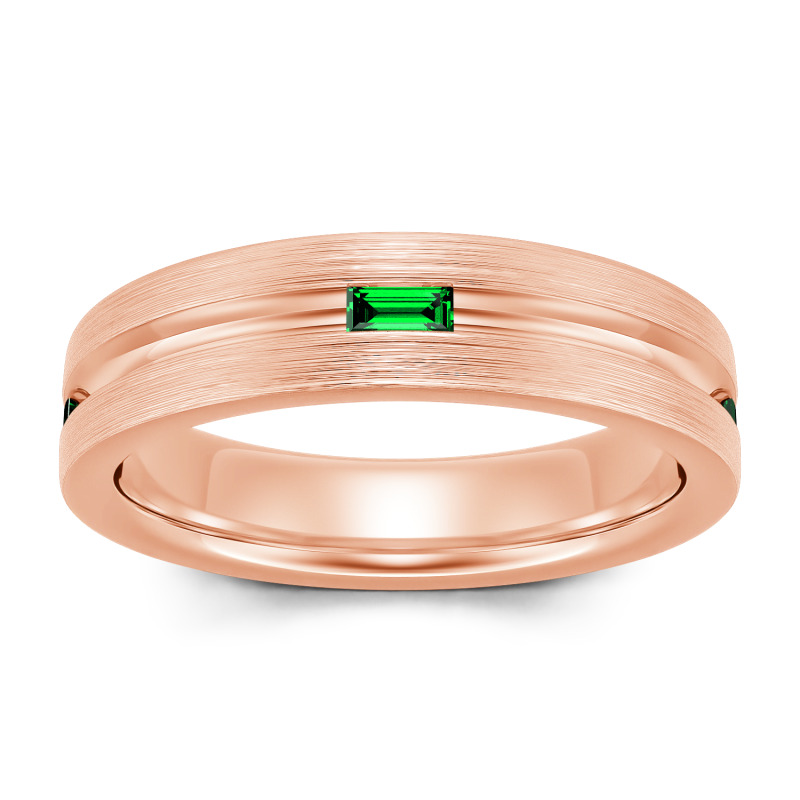 Jeulia Fedine di Fidanzamento 10K/14K/18K Oro Platino Taglio Smeraldo per Uomo