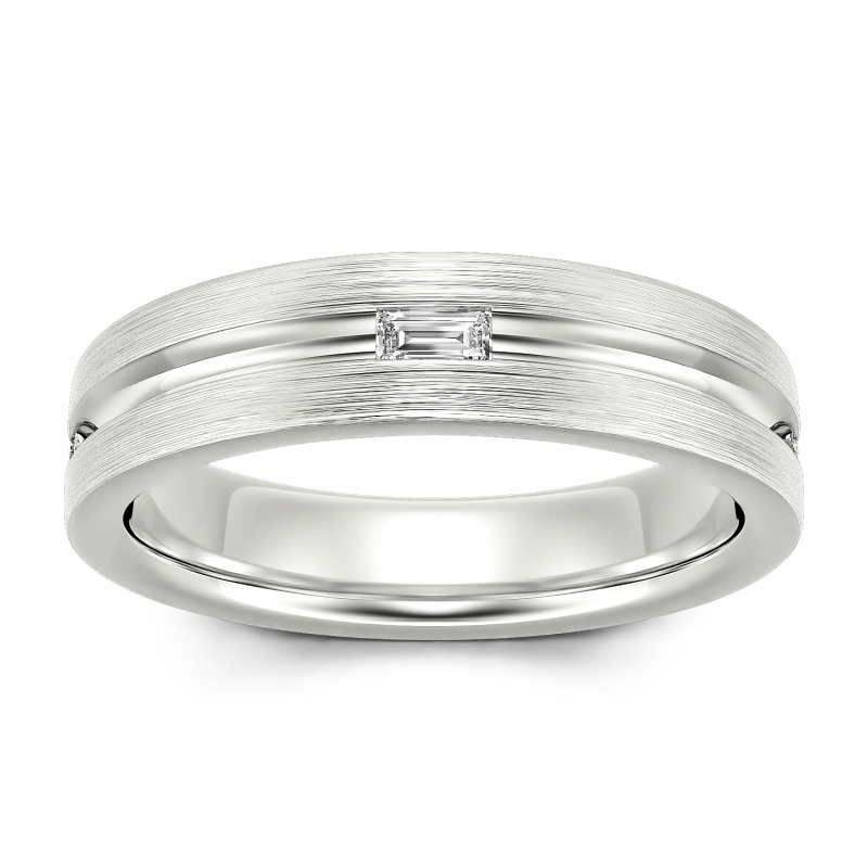 Jeulia Anillo 10K/14K/18K oro hombre con corte esmeralda estilo clásico de oro blanco