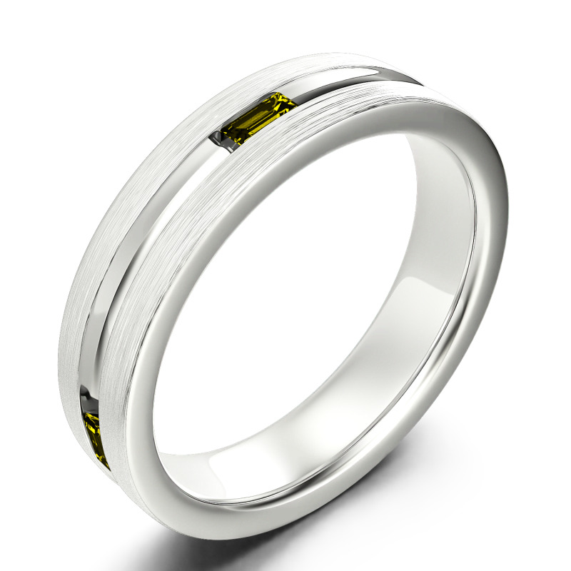 Jeulia Anillo 10K/14K/18K oro hombre con corte esmeralda estilo clásico de oro blanco
