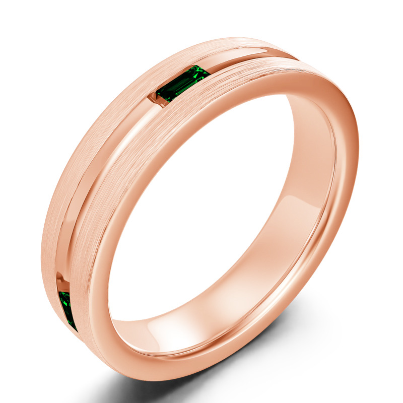 Jeulia Fedine di Fidanzamento 10K/14K/18K Oro Platino Taglio Smeraldo per Uomo