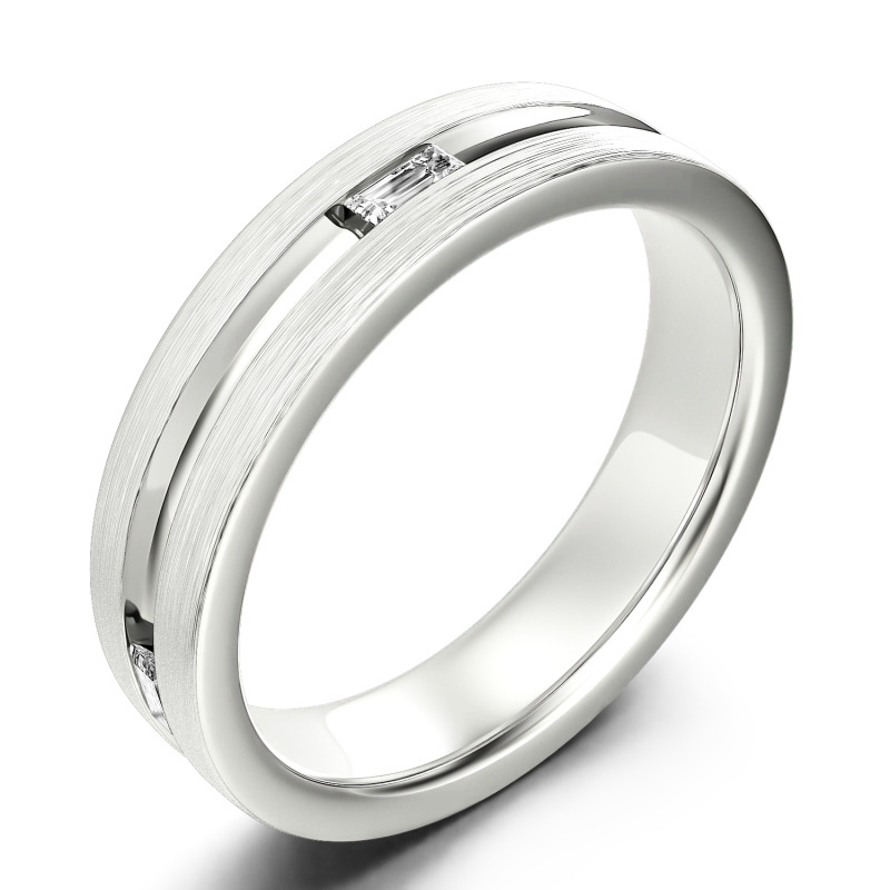 Jeulia Anillo 10K/14K/18K oro hombre con corte esmeralda estilo clásico de oro blanco