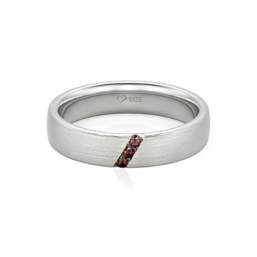 Jeulia Three Stone Round Cut Sterling Silver Men's Band