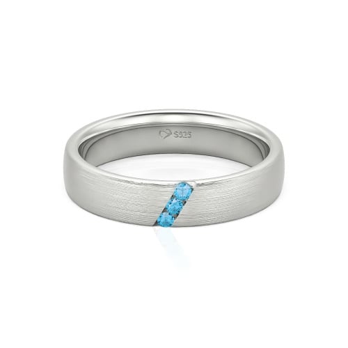 Jeulia Three Stone Round Cut Sterling Silver Men's Band