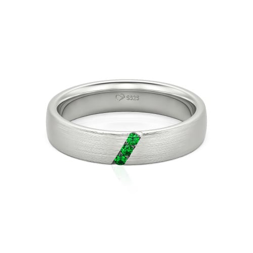 Jeulia Three Stone Round Cut Sterling Silver Men's Band