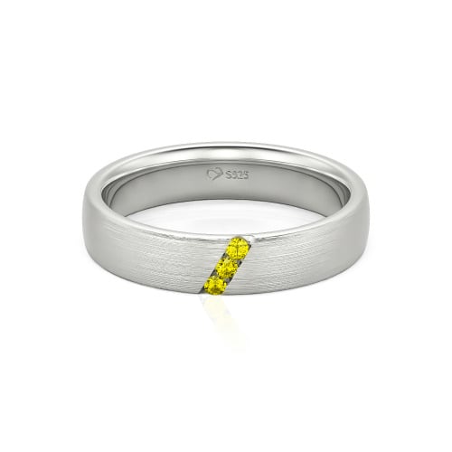 Jeulia Three Stone Round Cut Sterling Silver Men's Band