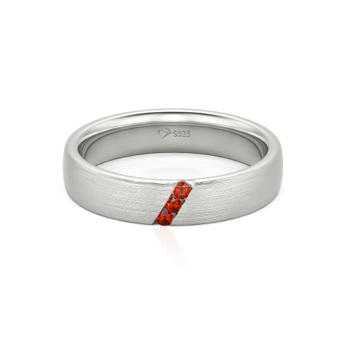 Jeulia Three Stone Round Cut Sterling Silver Men's Band