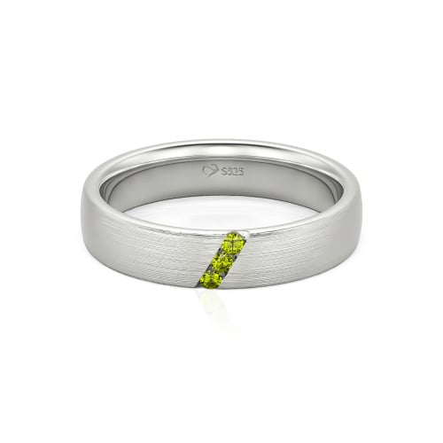 Jeulia Three Stone Round Cut Sterling Silver Men's Band