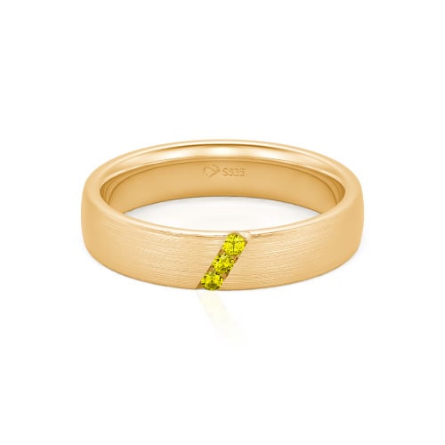 Jeulia Three Stone Round Cut Sterling Silver Men's Band