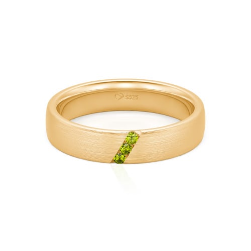 Jeulia Three Stone Round Cut Sterling Silver Men's Band