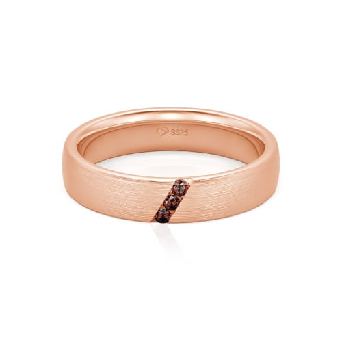 Jeulia Three Stone Round Cut Sterling Silver Men's Band