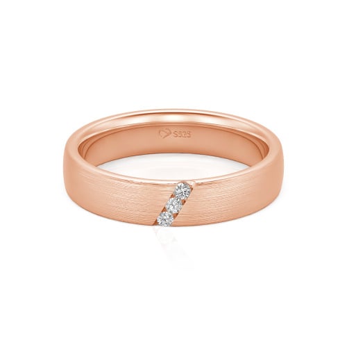 Jeulia Three Stone Round Cut Sterling Silver Men's Band