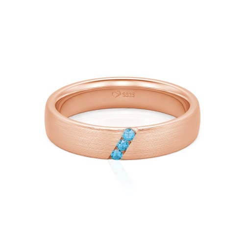 Jeulia Three Stone Round Cut Sterling Silver Men's Band