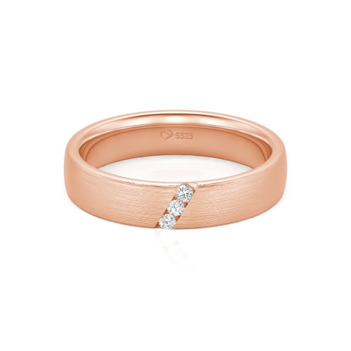 Jeulia Three Stone Round Cut Sterling Silver Men's Band