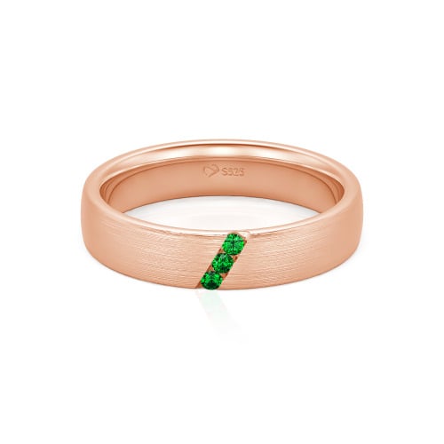 Jeulia Three Stone Round Cut Sterling Silver Men's Band