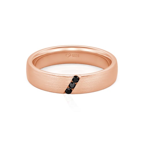 Jeulia Three Stone Round Cut Sterling Silver Men's Band