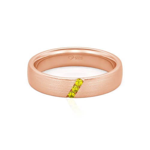 Jeulia Three Stone Round Cut Sterling Silver Men's Band