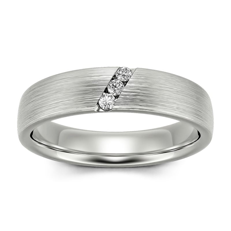 Jeulia Anillo de ancho con corte redondo tres piedras para hombre de plata de ley