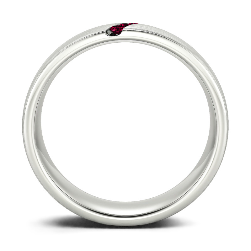 Jeulia Anillo de ancho con corte redondo tres piedras para hombre de plata de ley