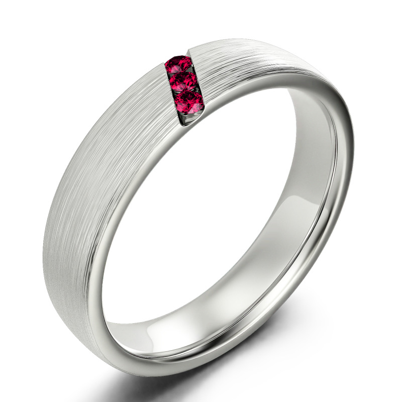 Jeulia Anillo de ancho con corte redondo tres piedras para hombre de plata de ley