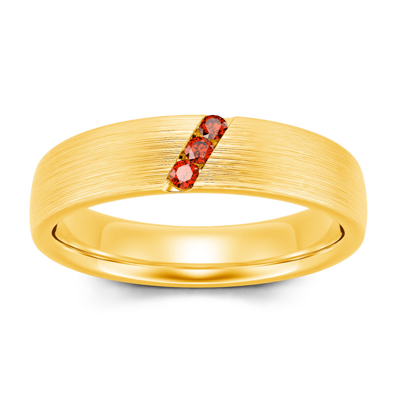 Jeulia 10K/14K/18K Gold Platinum Three Stone Round Cut Men's Band