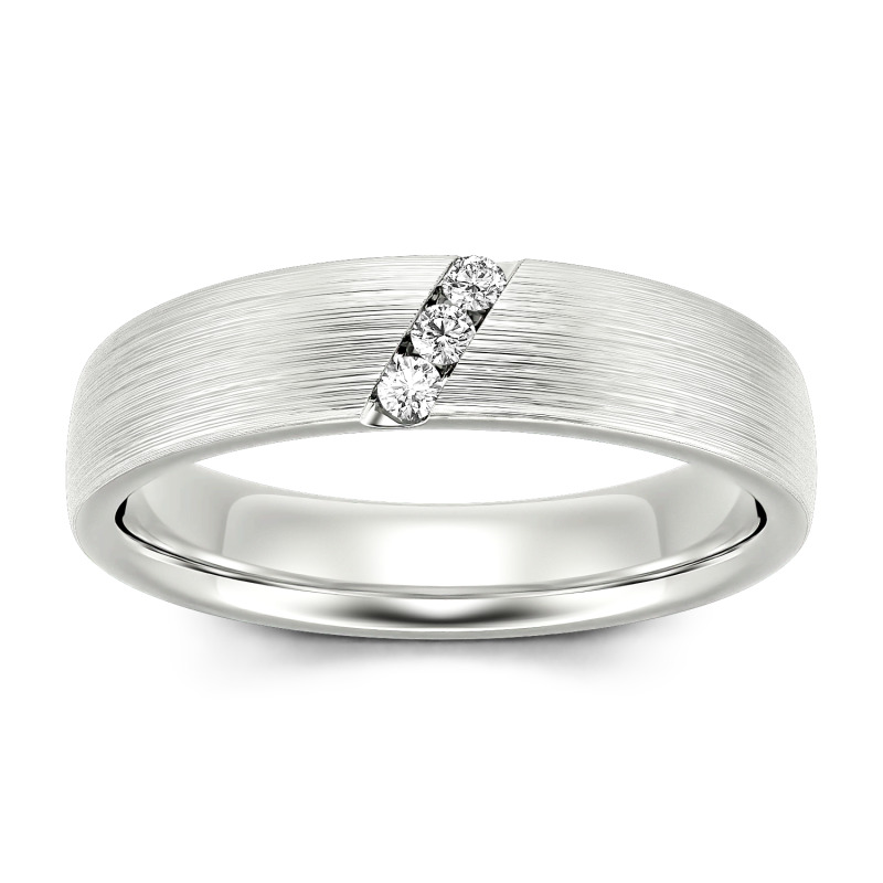 Jeulia 10K/14K/18K Gold Platinum Three Stone Round Cut Men's Band