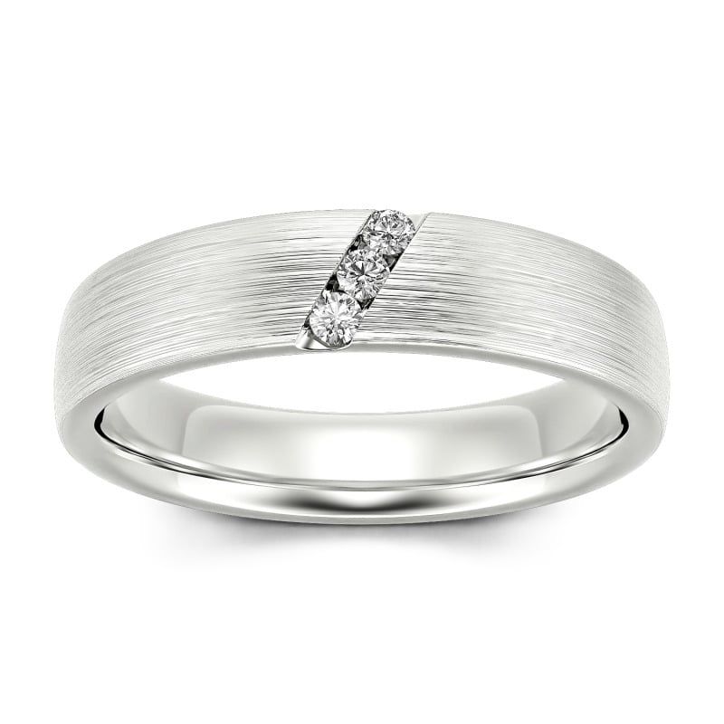 Jeulia 10K/14K/18K Gold Platinum Three Stone Round Cut Men's Band