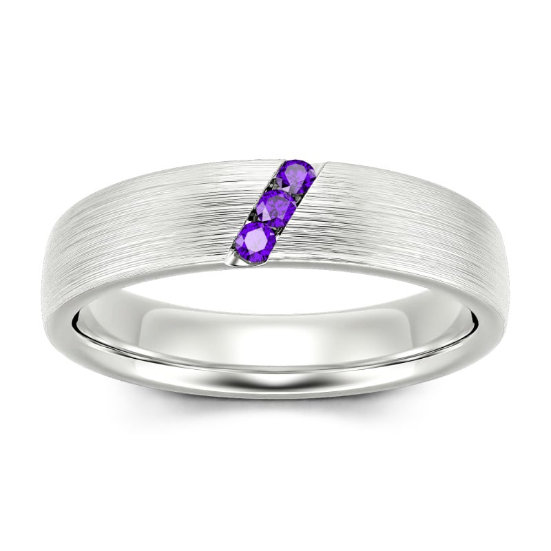 Jeulia Fedine di Fidanzamento Trilogy con 10K/14K/18K Oro Platino Taglio Rotondo per Uomo