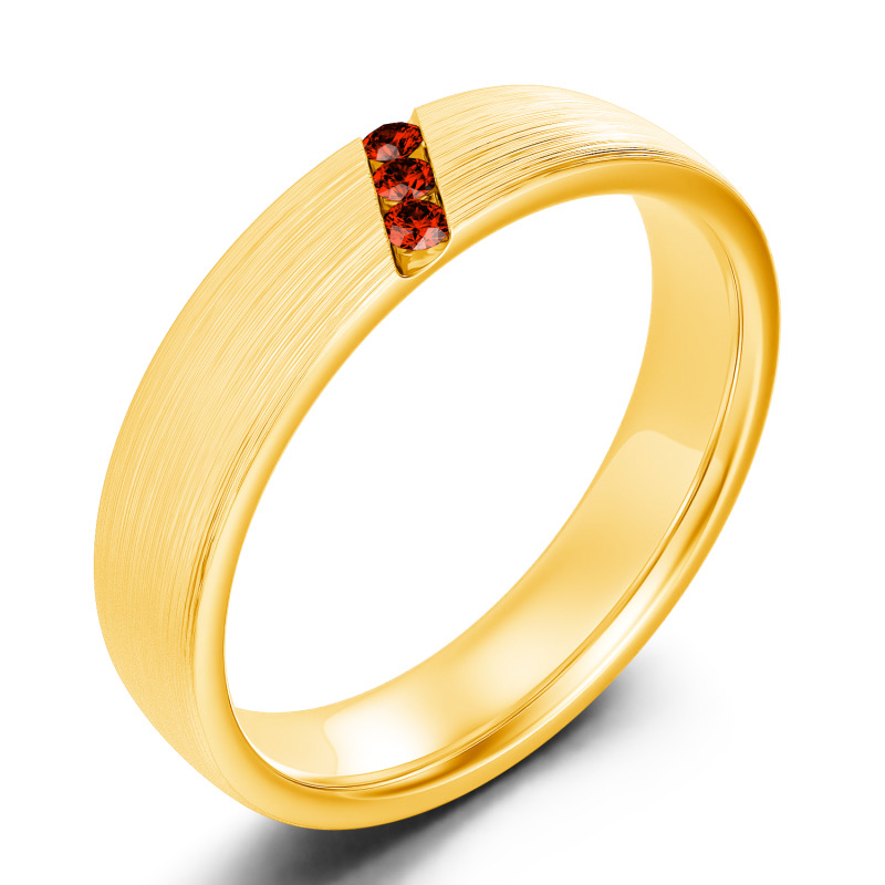 Jeulia 10K/14K/18K Gold Platinum Three Stone Round Cut Men's Band