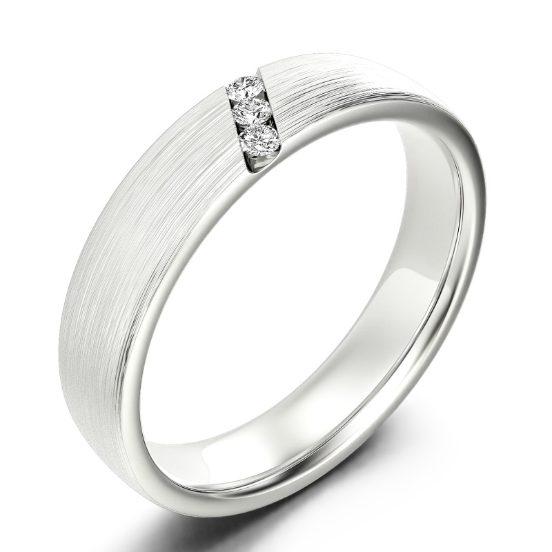 Jeulia 10K/14K/18K Gold Platinum Three Stone Round Cut Men's Band