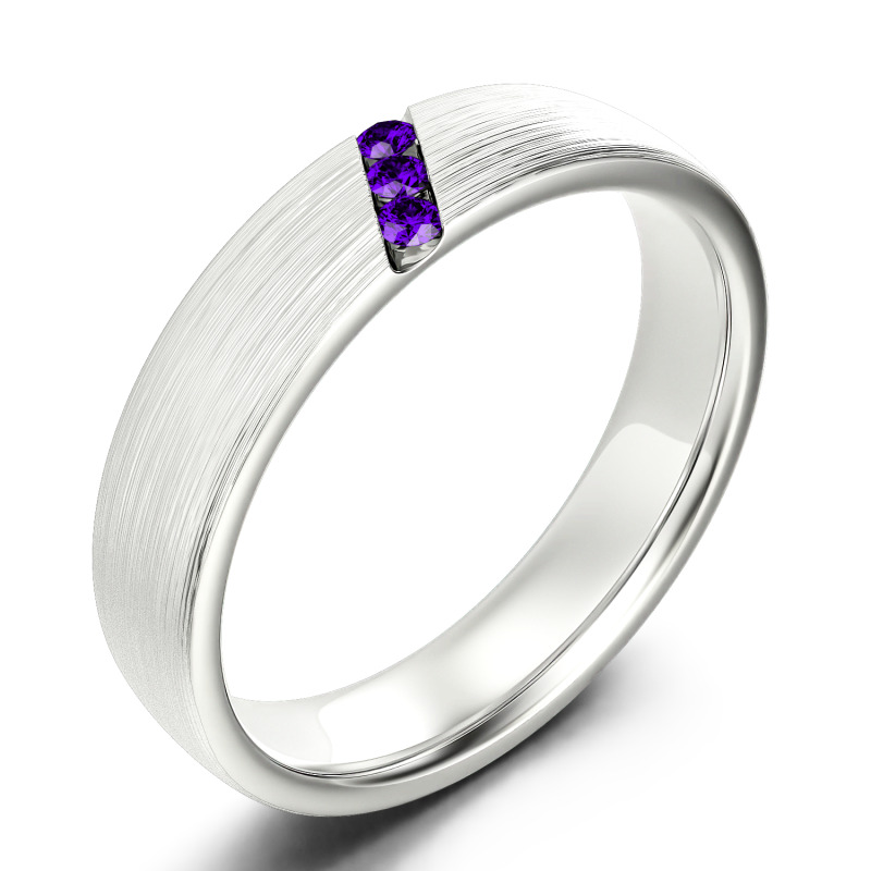 Jeulia Fedine di Fidanzamento Trilogy con 10K/14K/18K Oro Platino Taglio Rotondo per Uomo