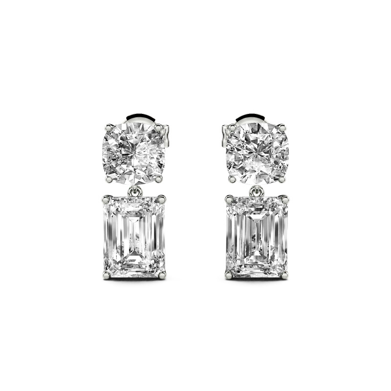 Jeulia Cushion & Emerald Cut Sterling Silver Drop Earrings