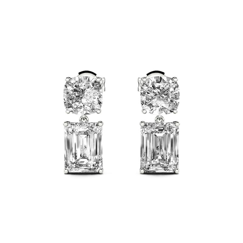 Jeulia 10K/14K/18K Gold Platinum Cushion & Emerald Cut Drop Earrings