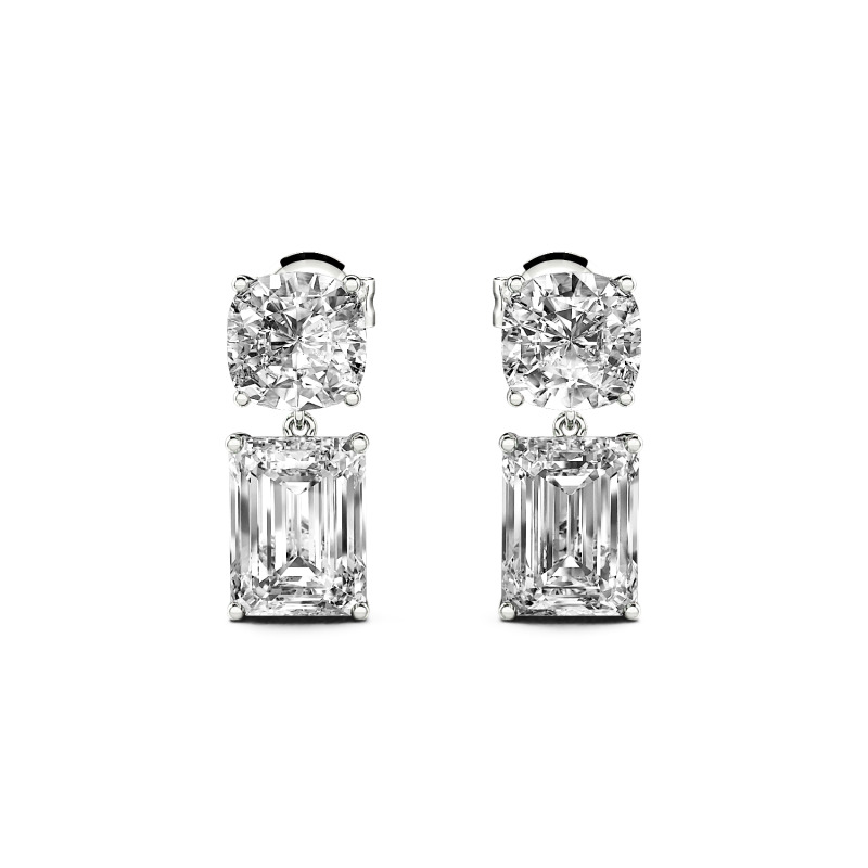 Jeulia Pendientes 10K/14K/18K con corte cojín y esmeralda para mujer