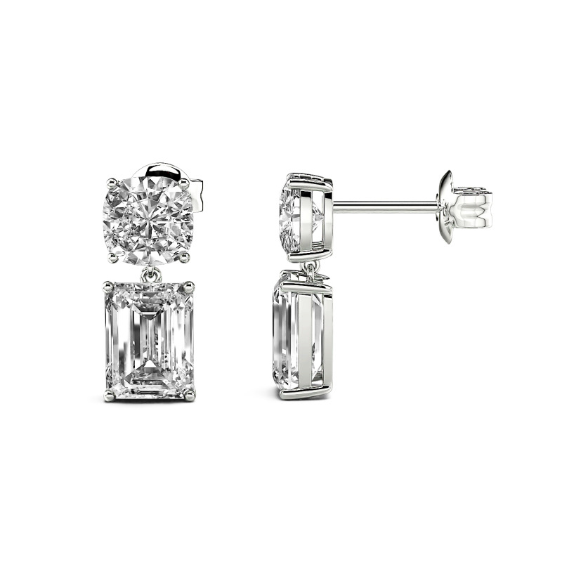 Jeulia Pendientes 10K/14K/18K con corte cojín y esmeralda para mujer