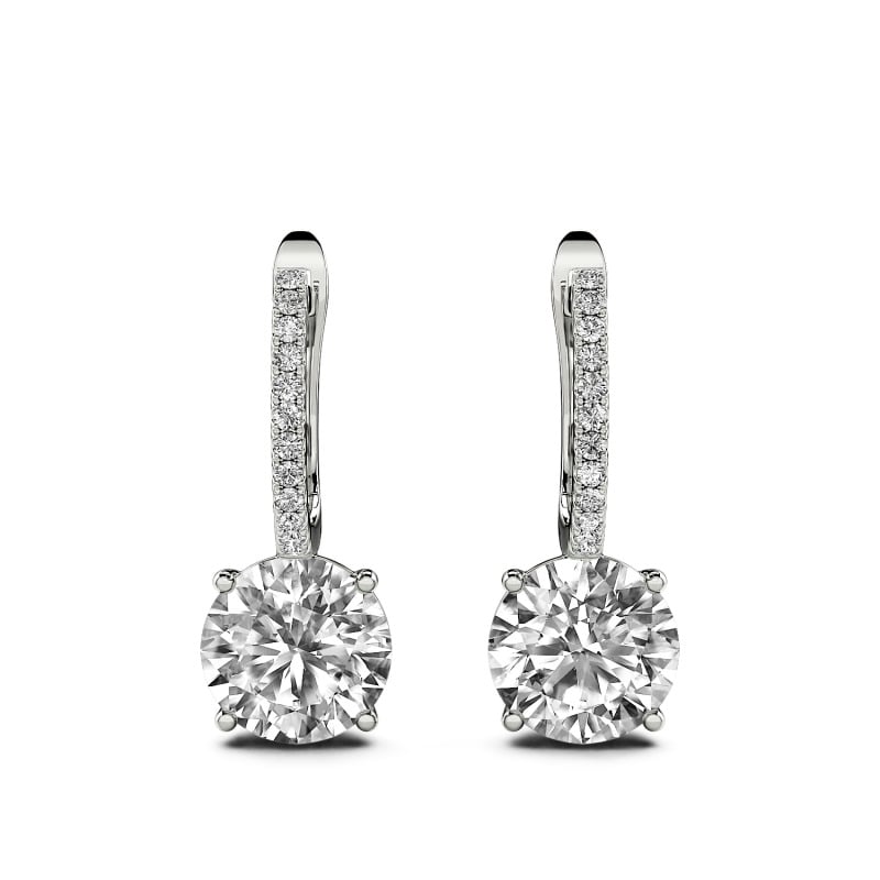 Jeulia Pendientes de botón estilo clásico corte redondo de plata de ley