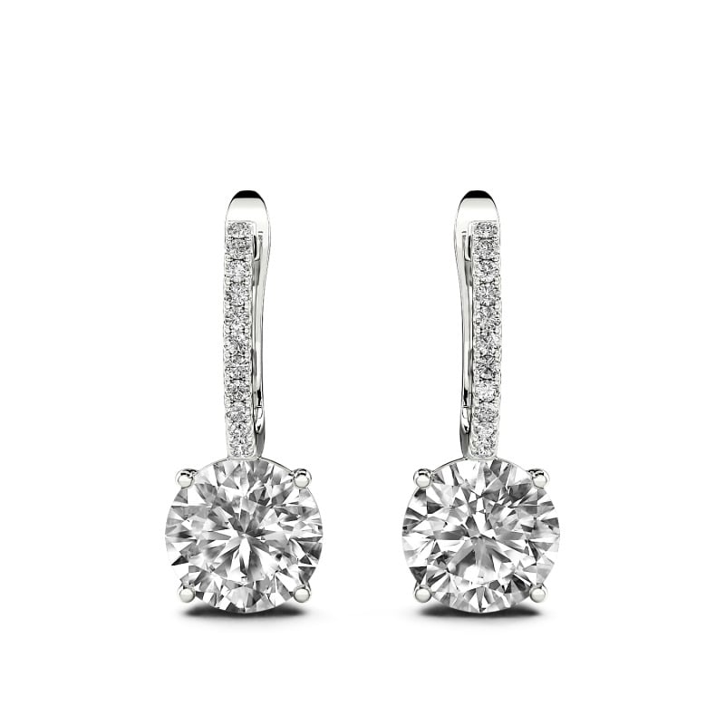 Jeulia Boucles d'oreilles 10K/14K/18K Or Platine Moissanite Coupe Ronde