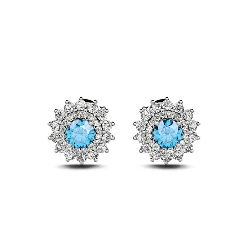 Orecchini A Bottone In Oro Bianco 18 Carati Da 5 Mm Con Opale Di Cristallo Rotondo, Orecchini In Vero Opale Australiano, Delicato Regalo Di Gioielli Con Pietra Portafortuna Di Ottobre - Italia