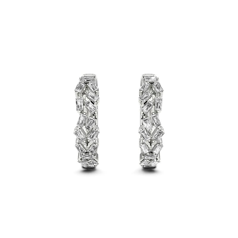 Jeulia Orecchini a Cerchio con 10K/14K/18K Oro Platino Taglio Baguette per Donna