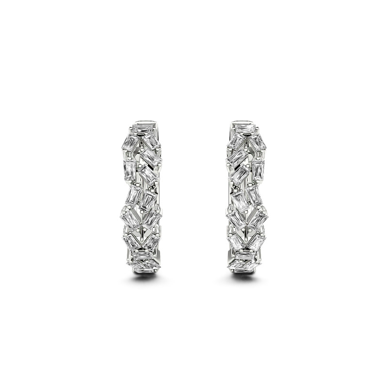Jeulia テーパードバケットカット 10K 14K 18K ゴールド プラチナ フープ ピアス