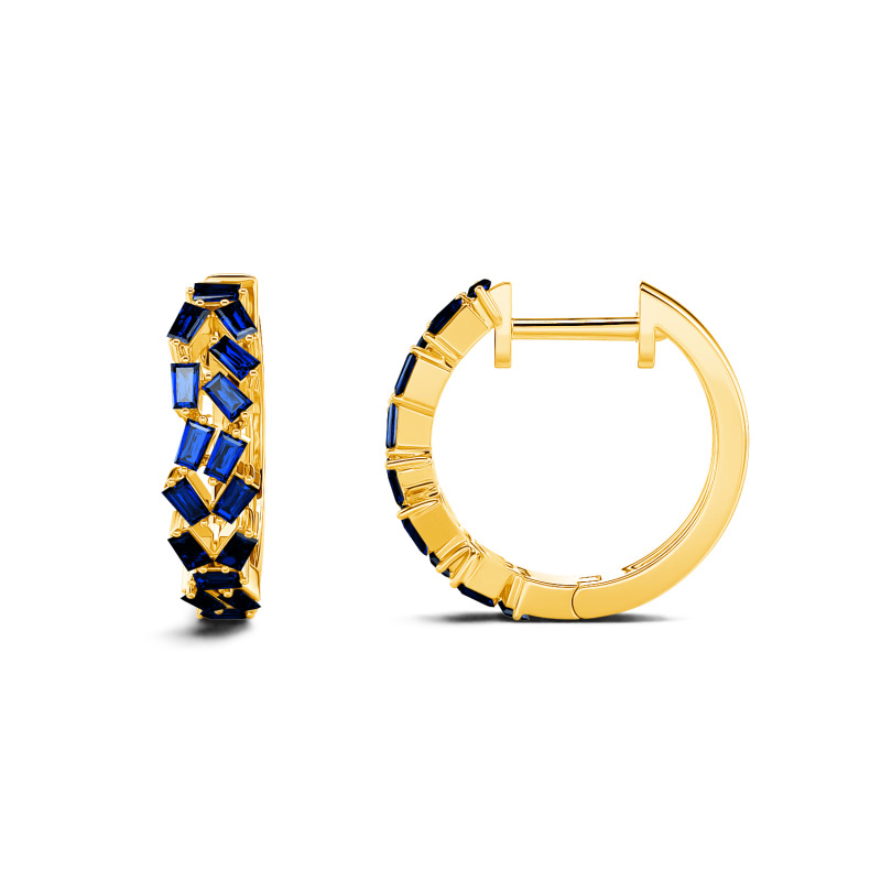 Jeulia Orecchini a Cerchio con 10K/14K/18K Oro Platino Taglio Baguette per Donna