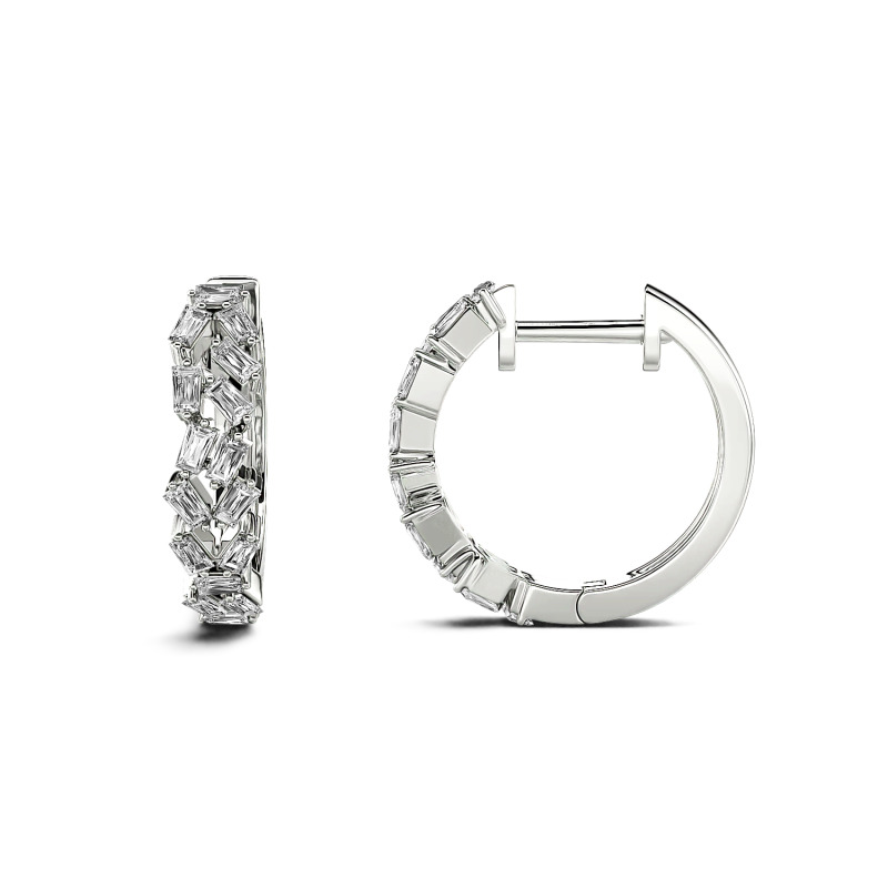 Jeulia テーパードバケットカット 10K 14K 18K ゴールド プラチナ フープ ピアス