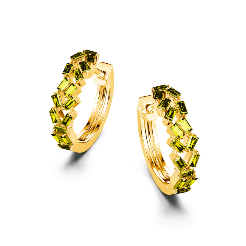 Jeulia Orecchini a Cerchio con 10K/14K/18K Oro Platino Taglio Baguette per Donna