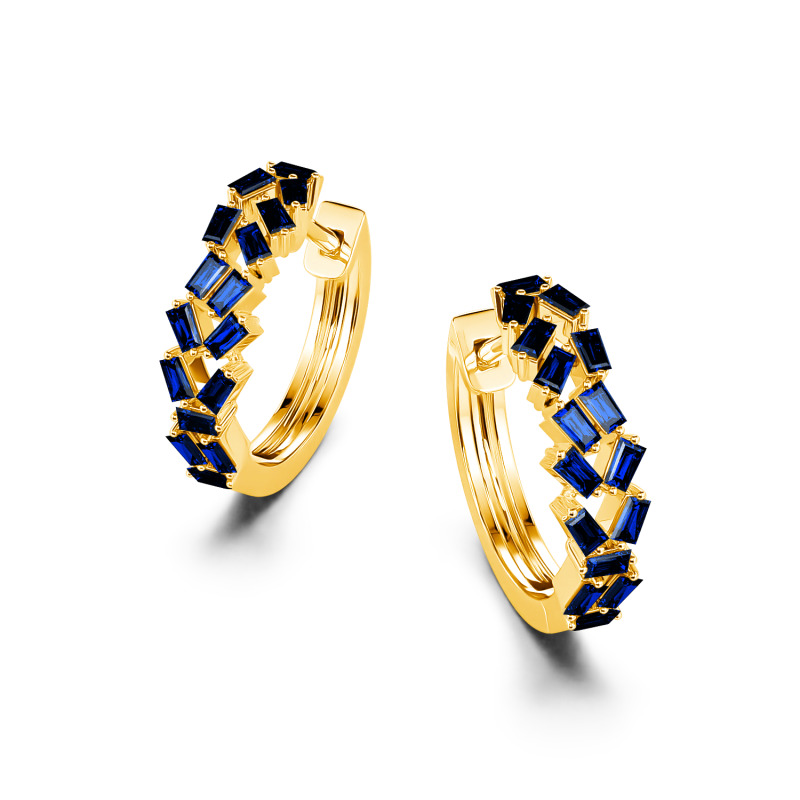 Jeulia Orecchini a Cerchio con 10K/14K/18K Oro Platino Taglio Baguette per Donna