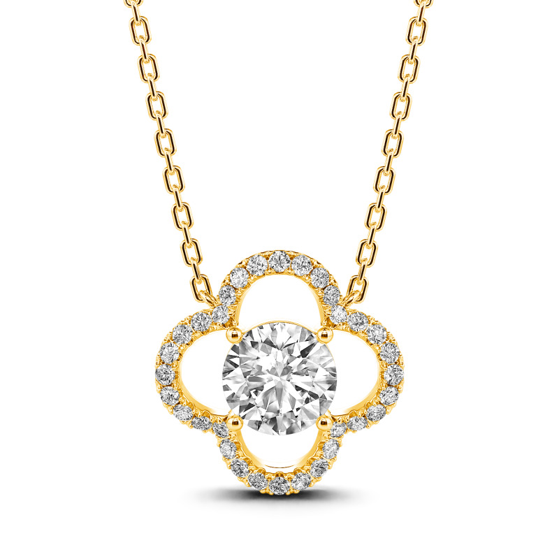 Jeulia 四つ葉のクローバー デザイン ゴールド プラチナ 10K 14K