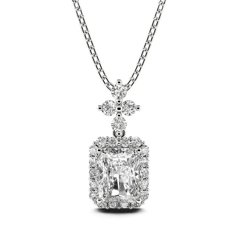 Jeulia 10K/14K/18K Gold Platinum Halo Radiant Cut Necklace