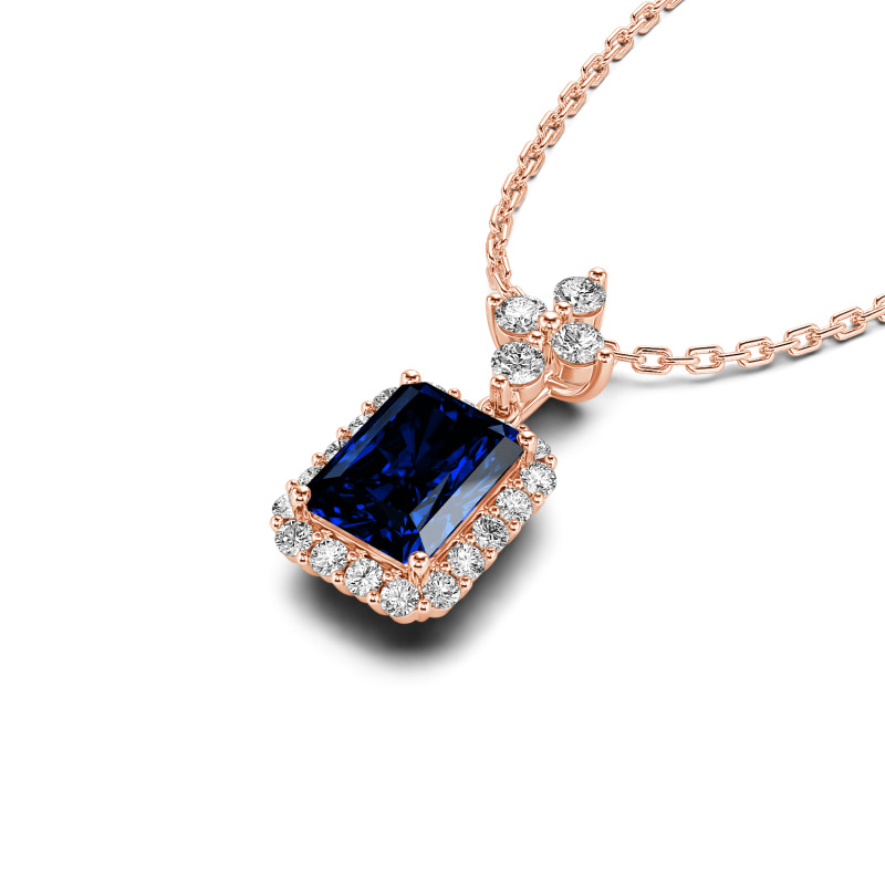 Jeulia 10K/14K/18K Gold Platinum Halo Radiant Cut Necklace Jeulia 10K/14K/18K Gold Platinum Halo Radiant Cut Necklace