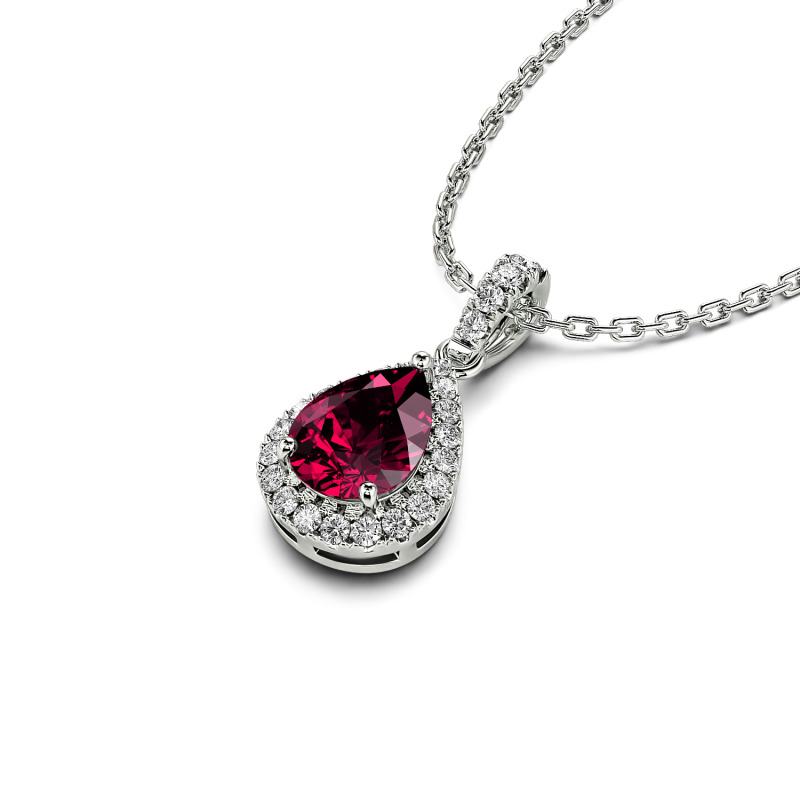 Jeulia Collar de corte pera halo para mujer de plata de ley