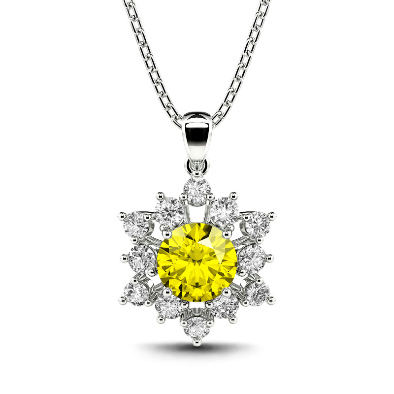 Jeulia 10K/14K/18K Gold Platinum Halo Round Cut Necklace Jeulia 10K/14K/18K Gold Platinum Halo Round Cut Necklace